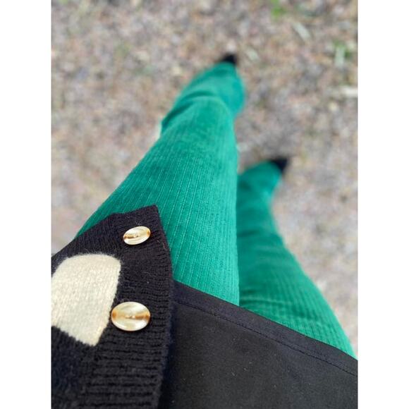 NWT LuLaRoe Kylie Pants xl Plus Size Green Ribbed Wide Leg Stretch - Picture 3 of 3